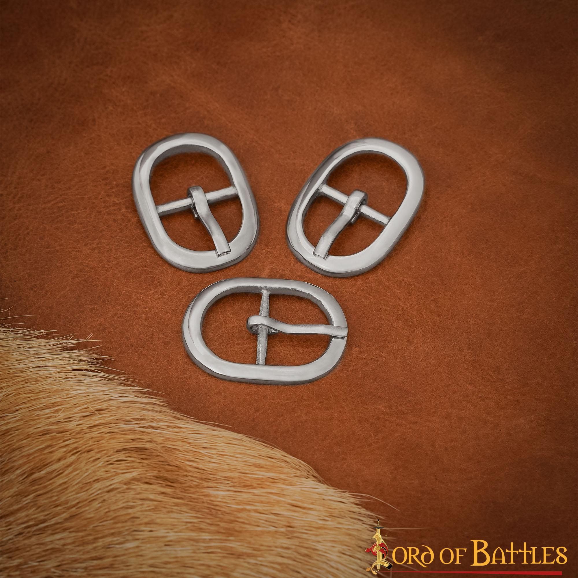 Hebillas Ovaladas Niqueladas de Inspiración Medieval - Juego de 3 Hebillas de Acero Acabadas a Mano - Imagen 10
