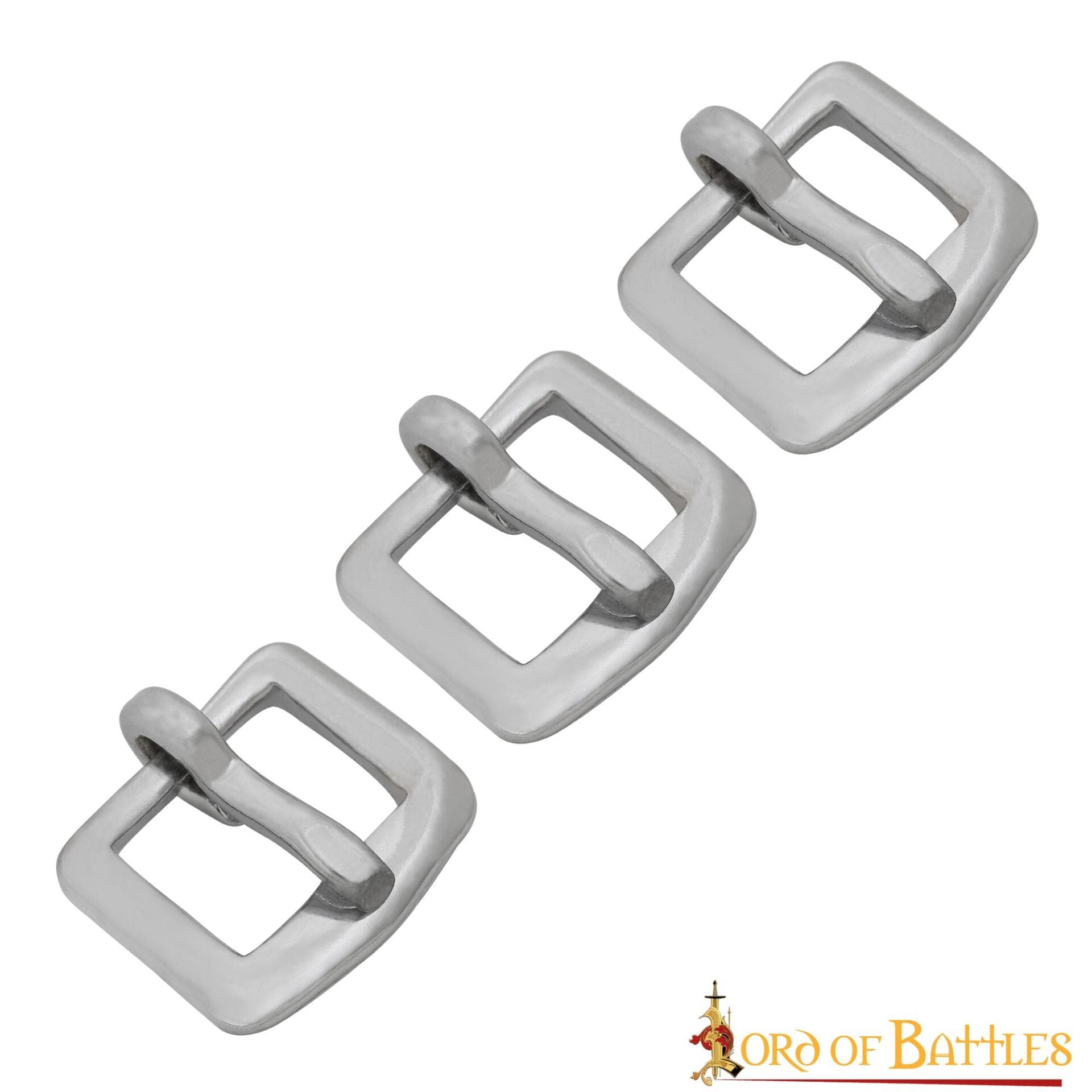 Hebillas Medievales Niqueladas del Siglo Xiv - Juego de 3 Cierres de Acero para Cinturones, Armaduras y Artesanía de Cuero - Imagen 7