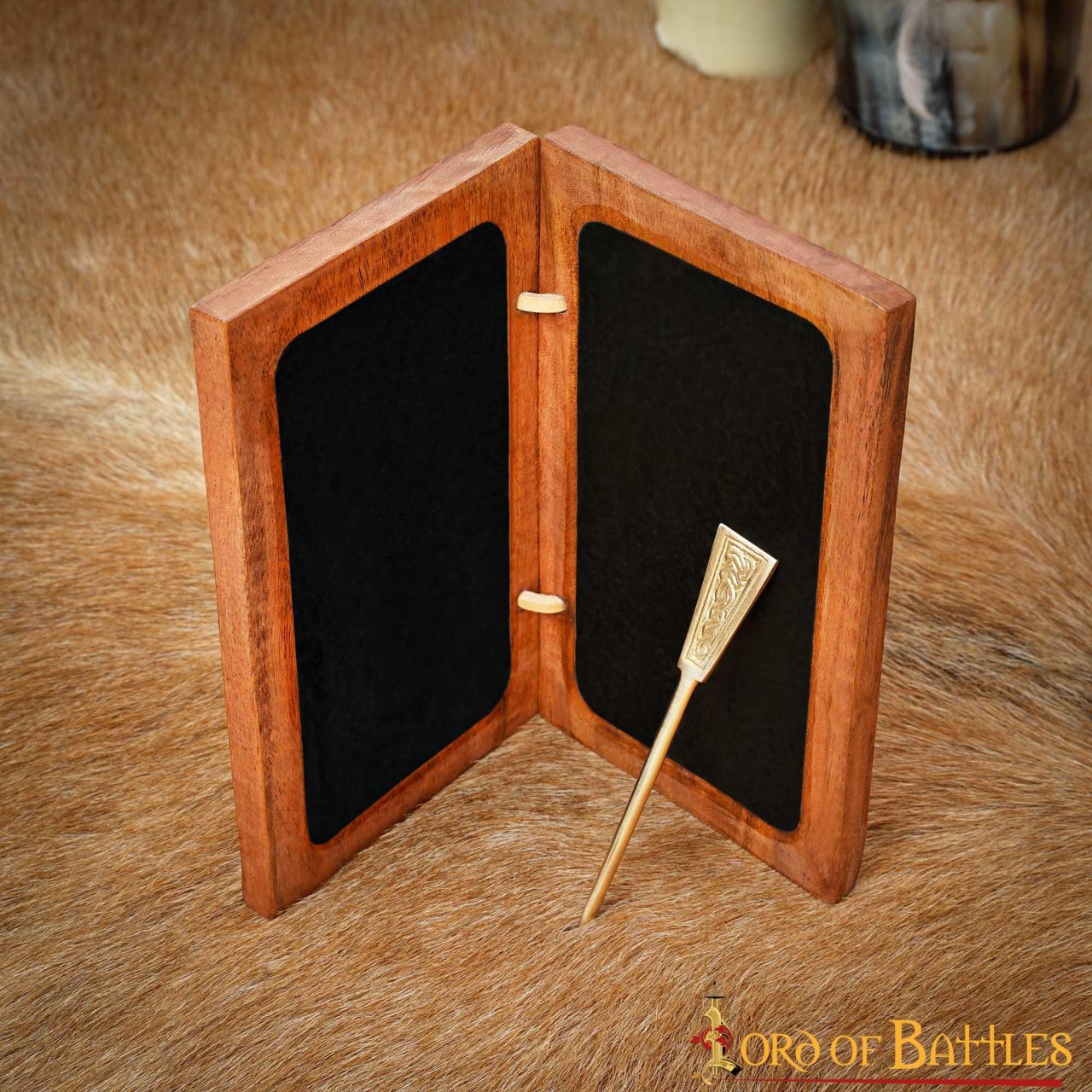 Tabla de Cera Medieval de Madera con Estilete de Latón - Imagen 12