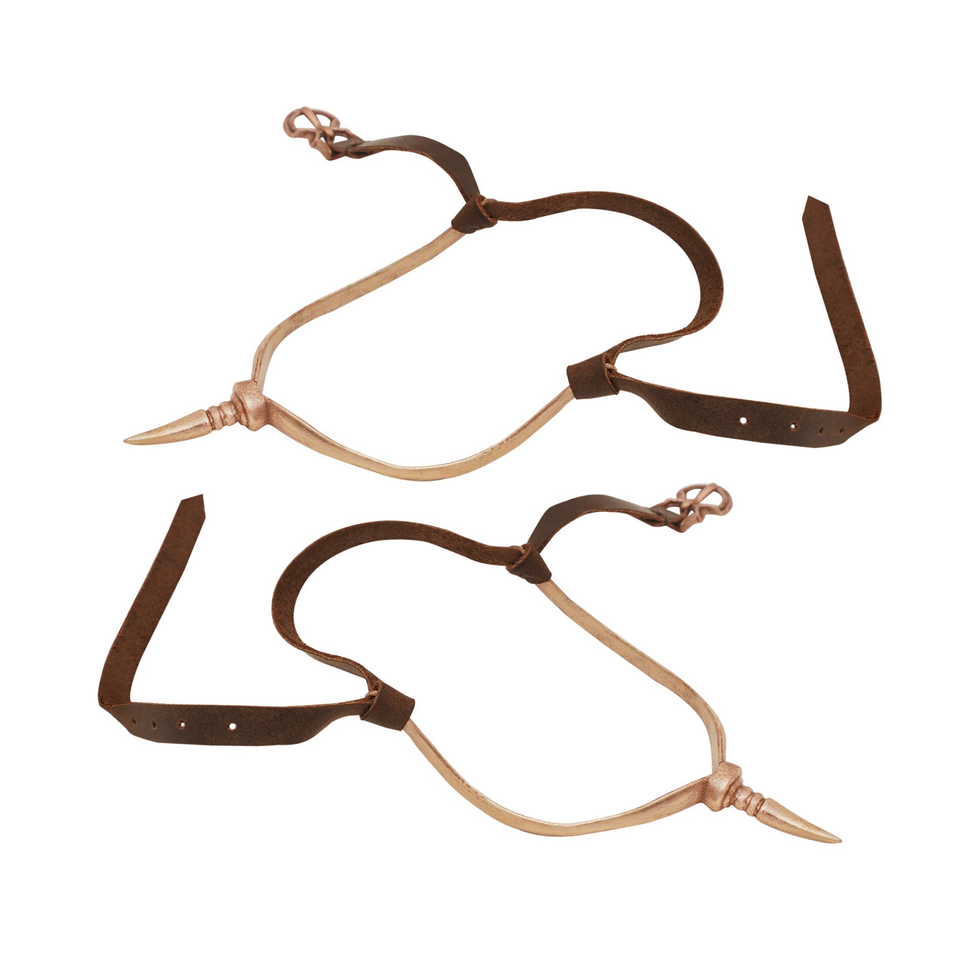 Espuelas Medievales del Siglo Xiii-xv de Bronce Fundido a la Cera Perdida con Correas de Cuero - Imagen 1