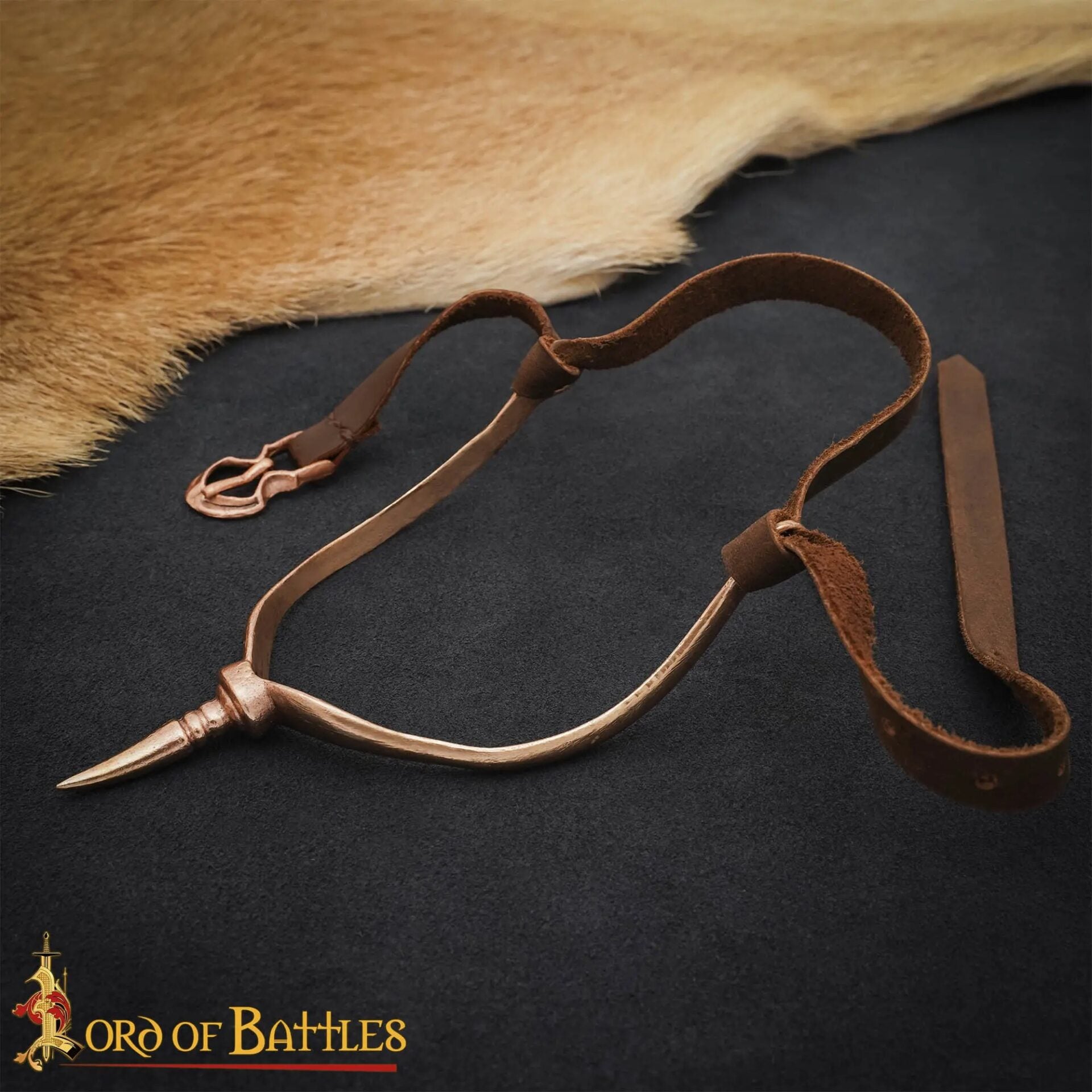 Espuelas Medievales del Siglo Xiii-xv de Bronce Fundido a la Cera Perdida con Correas de Cuero - Imagen 8