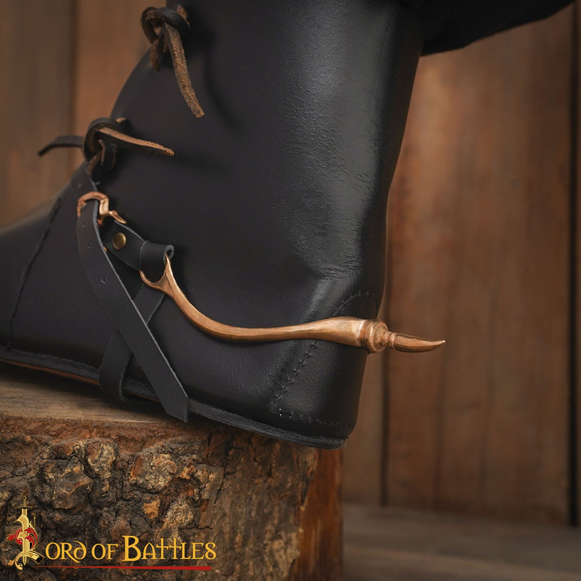 Espuelas Medievales del Siglo Xiii-xv de Bronce Fundido a la Cera Perdida con Correas de Cuero - Imagen 5