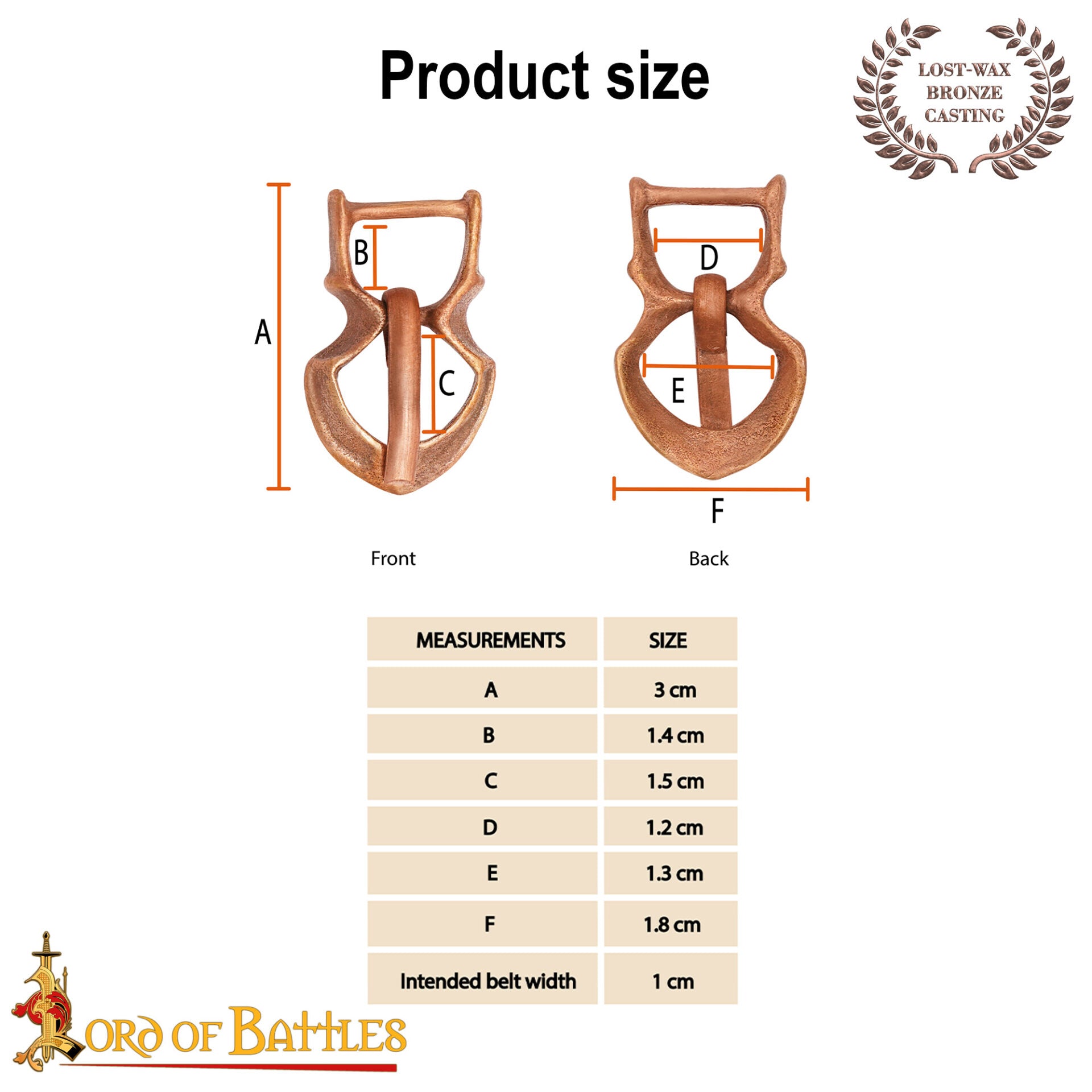 Hebilla Medieval Pequeña de Bronce Fundido a la Cera Perdida - Imagen 2