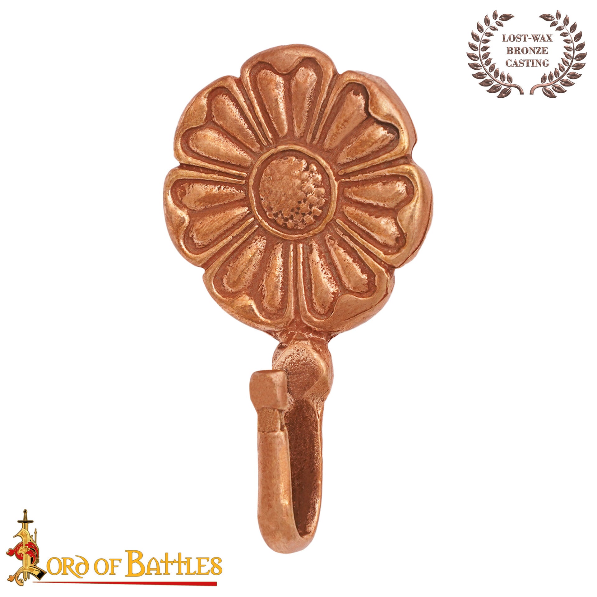 Gancho Floral Medieval de Bronce Fundido a la Cera Perdida - Imagen 1