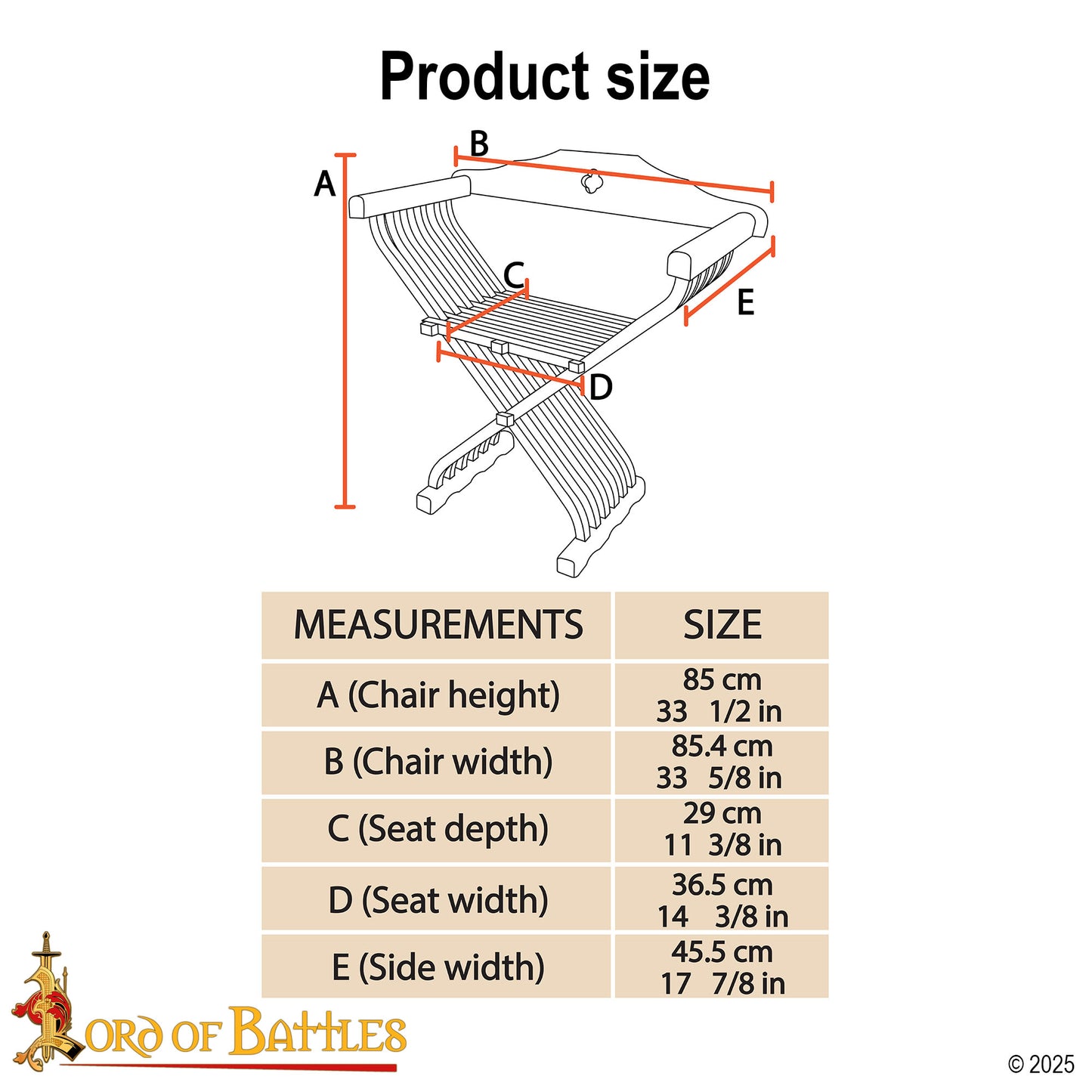 Silla Medieval de Madera Savonarola - Asiento Plegable Renacentista - Imagen 3