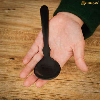 Juego de 2 Cucharas de Cuerno de Búfalo - Utensilios de Cuerno Natural Acabados a Mano (6.75") | Juego de Cucharas Medievales Vikingas Pulidas para Larp, Sca, y Temas Medievales - Imagen 6