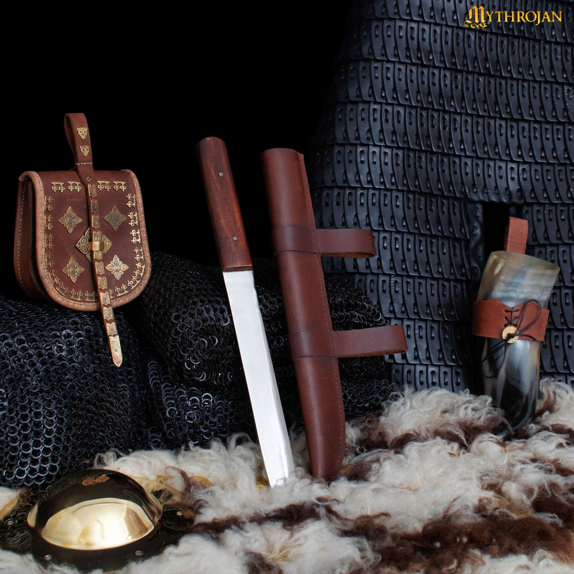 Cuchillo Seax Forjado a Mano - Hoja de Acero con Mango de Madera y Funda de Cuero - Imagen 12