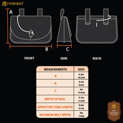 Mythical Venture Medieval Leather Bag - Full Grain Brown Bolsa para Larp y Temas Medievales - Imagen 10