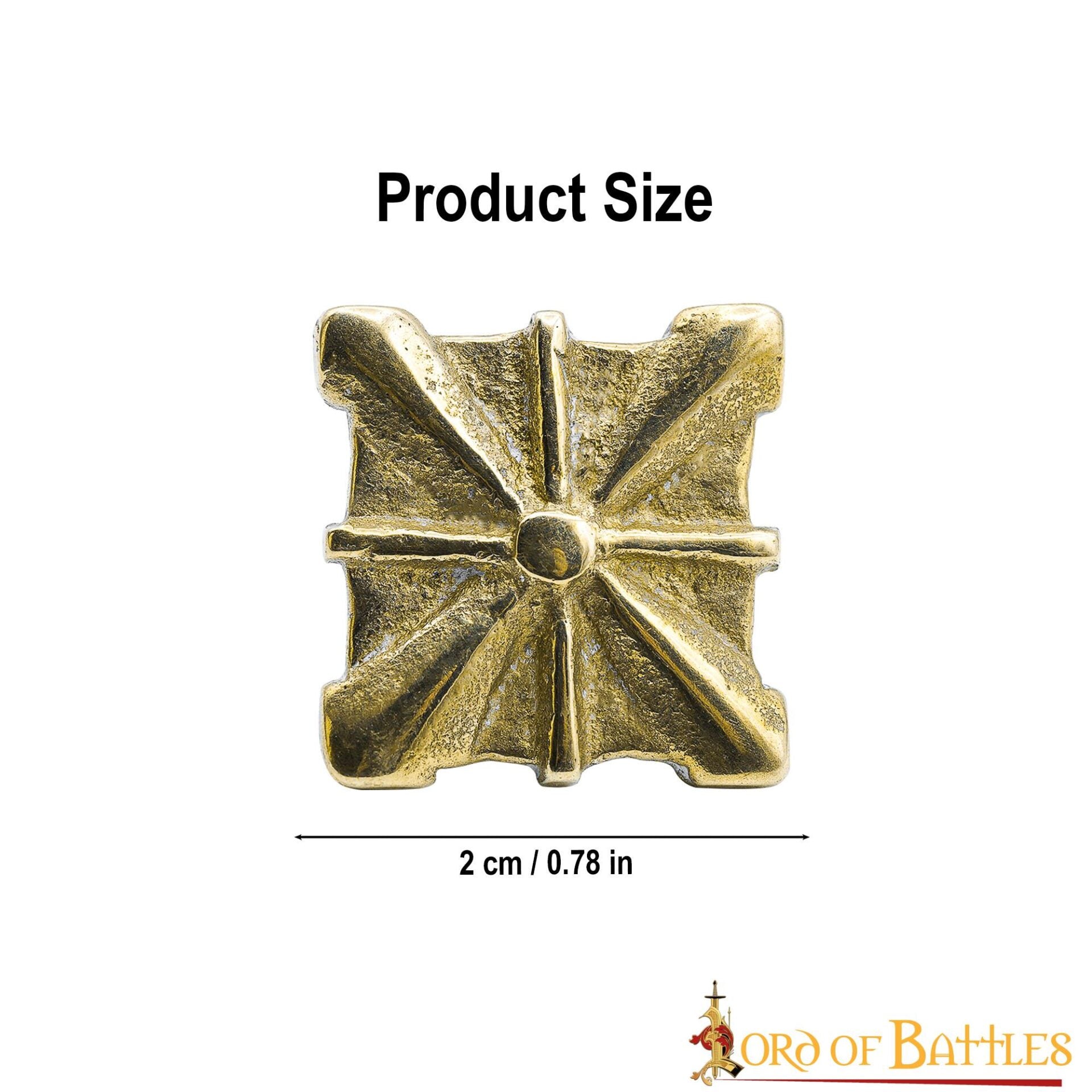 Monturas Medievales de Latón Macizo Puro, Herrajes Decorativos para Uso en Cuero| Juego de 5, 2cm - Imagen 12