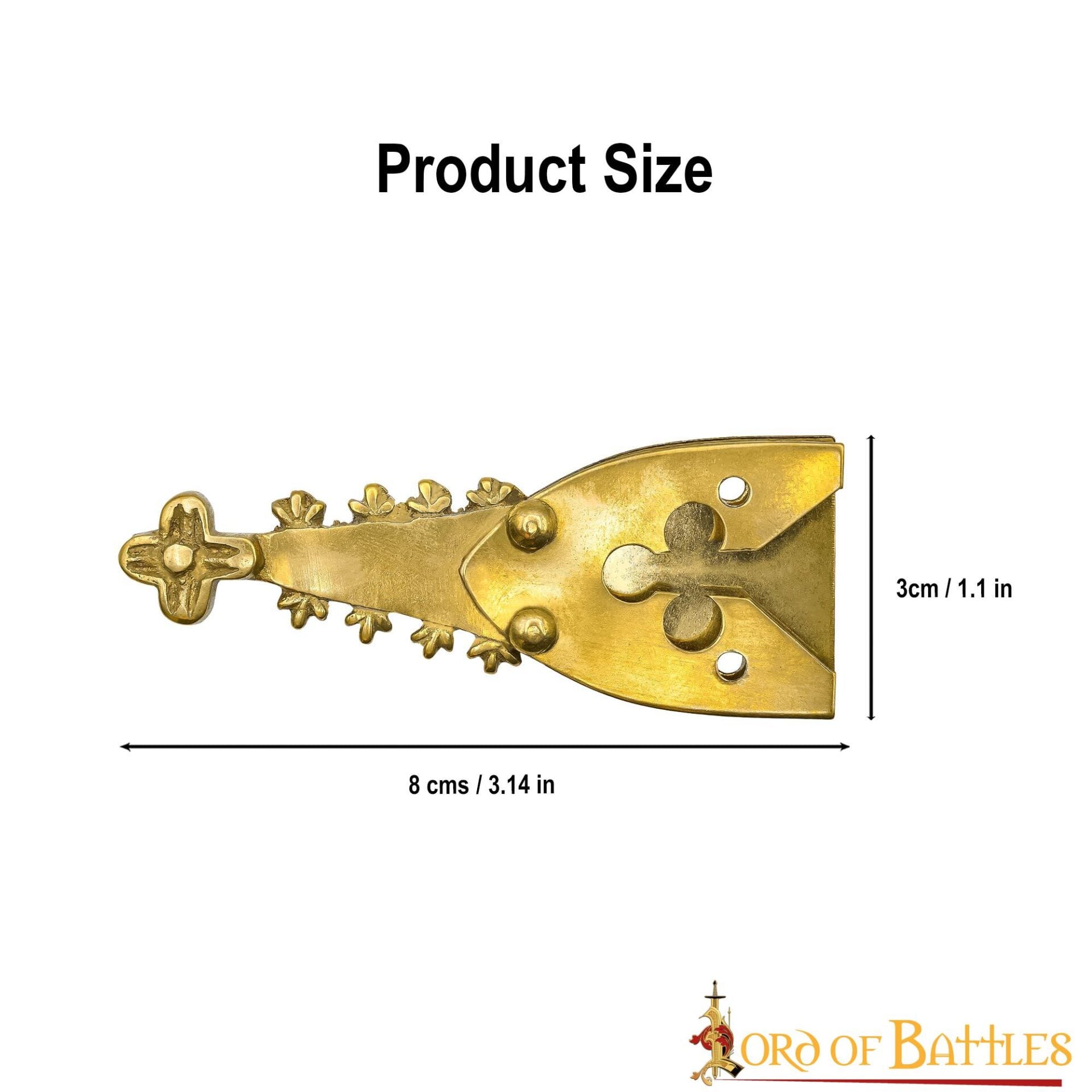 Chape de Cinturón de Latón Renacentista con Motivo Trébol - Guarnición Medieval para Cinturón - Imagen 10