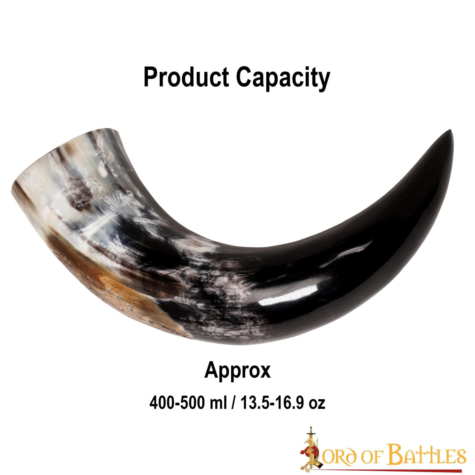 Cuerno Medieval para Beber 400 - 500 Ml Cuerno de Buey Auténtico Hecho a Mano - Imagen 3