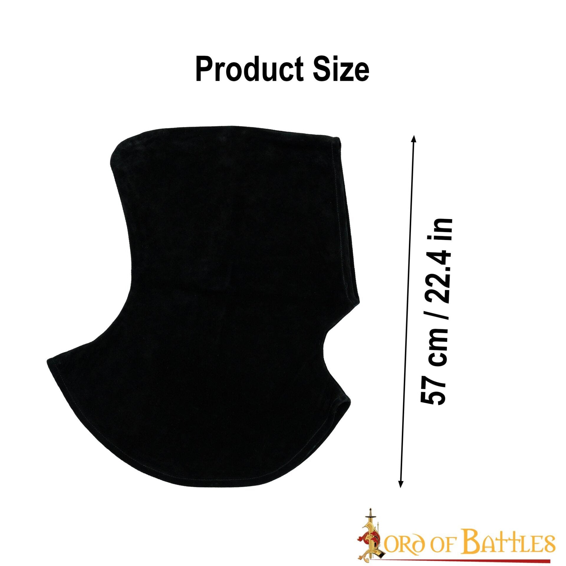 Capucha de Piel de Ante Negra con Cuello Ancho - Estilo Medieval Artesanal - Imagen 10