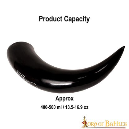 Viking Drinking Horn 400 - 500 Ml Cuerno de Buey Auténtico Hecho a Mano - Imagen 3