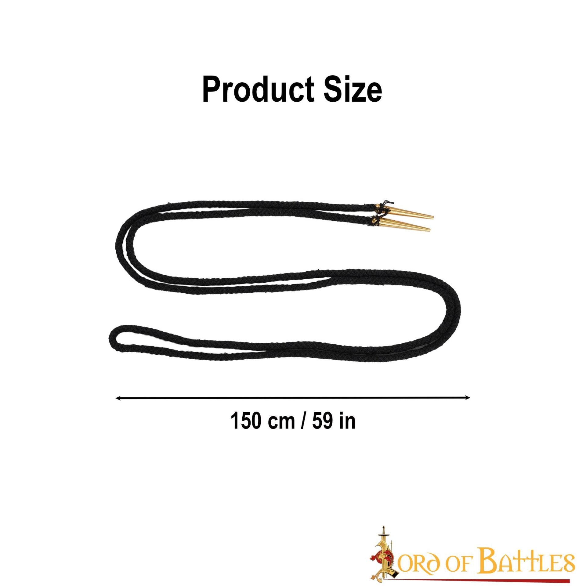 Cordones de Algodón Negro con Remates de Latón Macizo - Juego de 5 Corbatas Medievales - Imagen 11