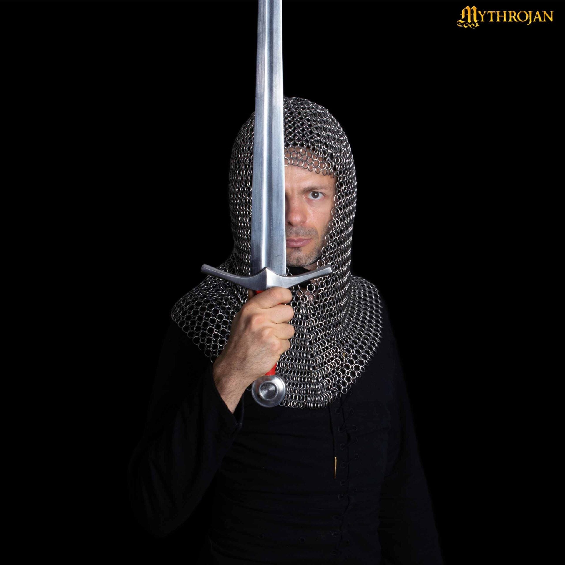 Cofia de Cota de Malla con Cara en V - 10 Mm, Calibre 16 de Acero Inoxidable, Libre de Óxido - Ideal para Larp, Cosplay y Disfraces de Cine Medieval - Imagen 4