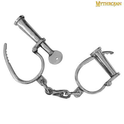 Mythrojan Esposas Medievales Cromadas Estilo Antiguo Grilletes de Mazmorra Acero Sólido - Imagen 3