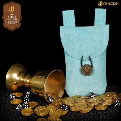 Mythrojan Medieval Renacimiento Cinturón de Joyería de Gamuza Bolsa Larp Traje Bolsa de Cintura - Imagen 8