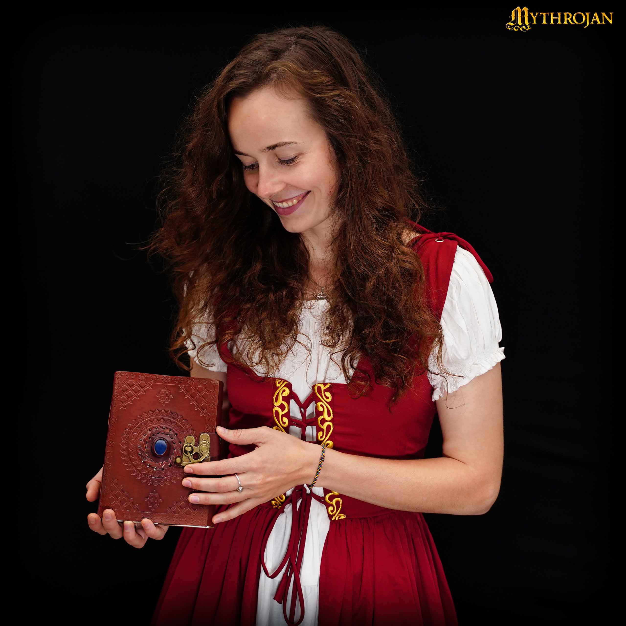 Mythrojan Diario de Cuero Marrón en Relieve Vintage Cuaderno de Escritura - Imagen 3