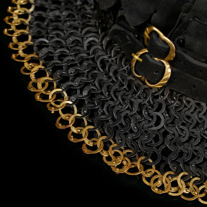 Chainmail Standard "the Black Knight Gorget" - 9mm Flat Ring Round Rivets With Sturdy Red Padded Lining And Solid Brass Closing System - Mild Steel - Ideal For Stage Combat & Reenactments - Padded Lining - Imagen 10