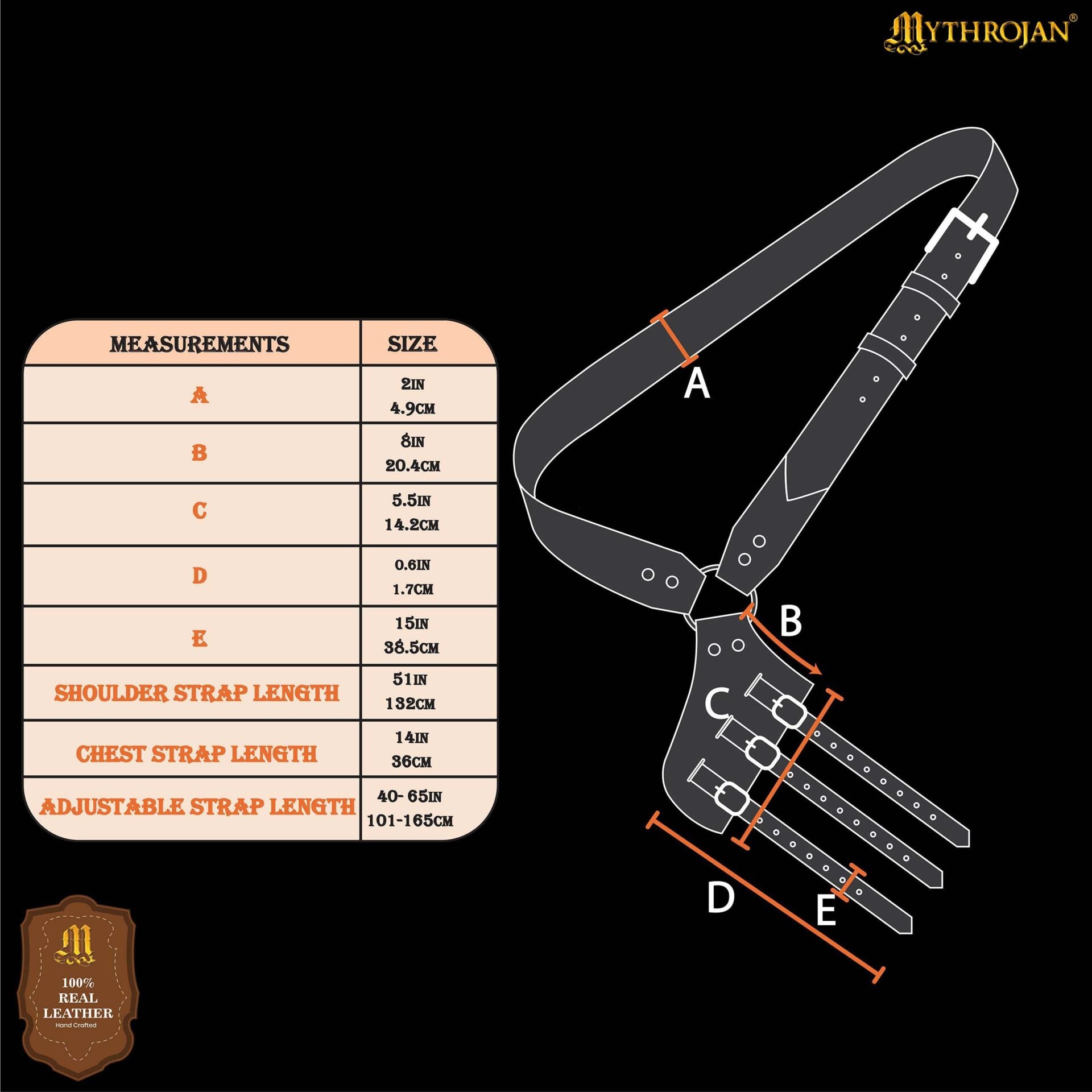 Mythrojan Baldric Cinturón Espada Cuero Funda Daga Medieval : Zurdo - Imagen 3