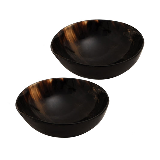 Mythrojan Cuenco Pequeño Artesanal de Cuerno de Buey Natural Set de 2 - Imagen 1