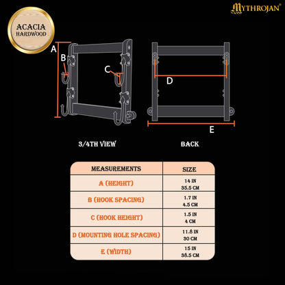 Mythrojan Soporte de Dos Niveles de Madera Maciza con Ganchos de Hierro - Imagen 3