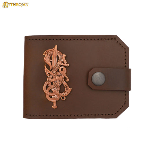 Cartera de Piel Auténtica con Decoración de Bronce Fundido a la Cera Perdida - Imagen 1