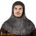 Cofia de Cota de Malla - Anillo Plano Remachado de 9 Mm, Acero Inoxidable de Calibre 18 - Ideal para Larp, Cosplay y Disfraces de Cine - Imagen 1