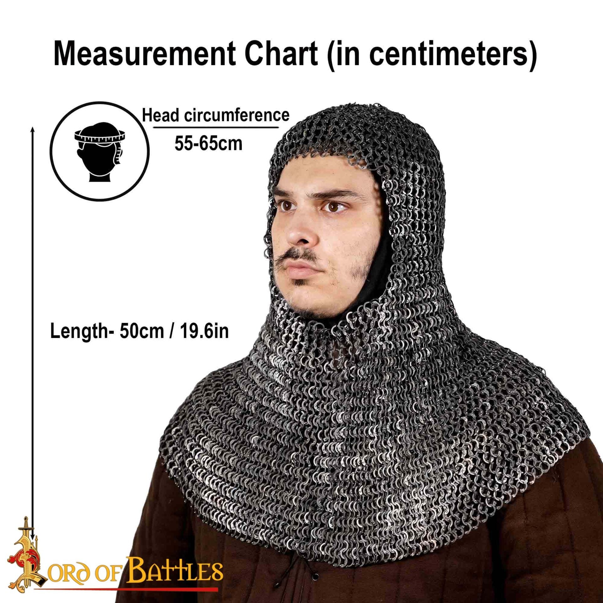 Cofia de Cota de Malla - Anillo Plano Remachado de 9 Mm, Acero Inoxidable de Calibre 18 - Ideal para Larp, Cosplay y Disfraces de Cine - Imagen 4