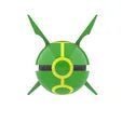 Imagen de Pokeball Artesanal Rayquaza parte de nuestra colección en Espadas y más, sitio oficial. Esta imagen describe  pokeball