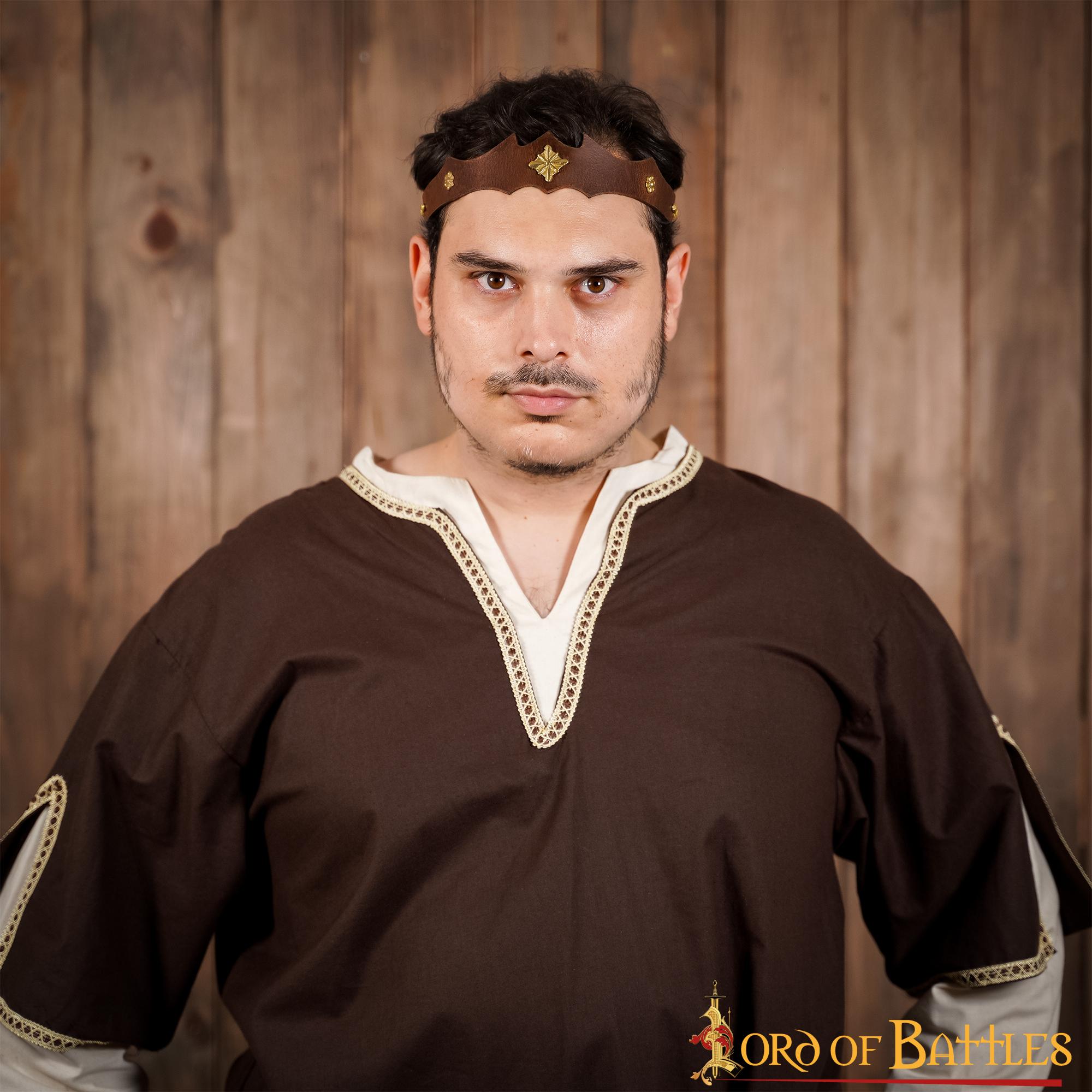 Diadema de Cuero de Cazador Principesco con Monturas de Latón Puro - Imagen 2