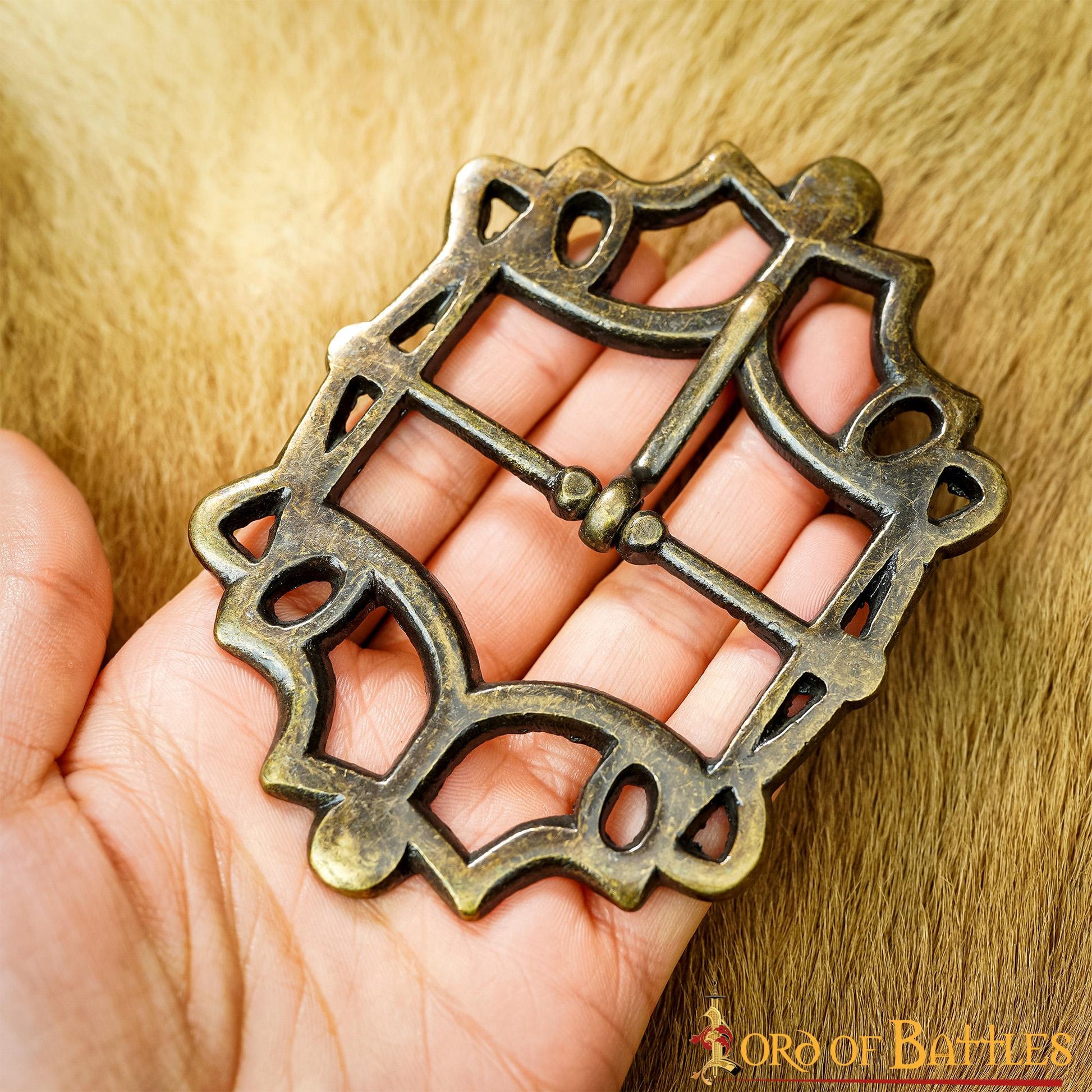 Cinturón Medieval de Latón Hebilla Gótica - Acabado Latón Antiguo - Imagen 13