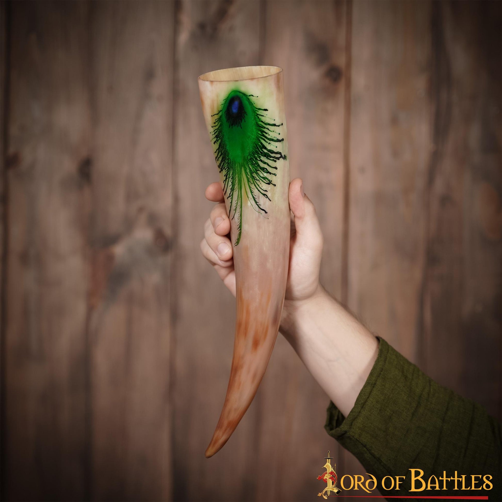 "la Pluma Mística" Cuerno para Beber 500 - 600 Ml Cuerno de Buey Auténtico Hecho a Mano - Descatalogado - Imagen 7