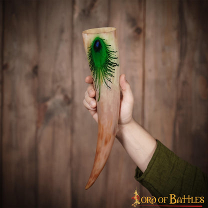 "la Pluma Mística" Cuerno para Beber 500 - 600 Ml Cuerno de Buey Auténtico Hecho a Mano - Descatalogado - Imagen 7