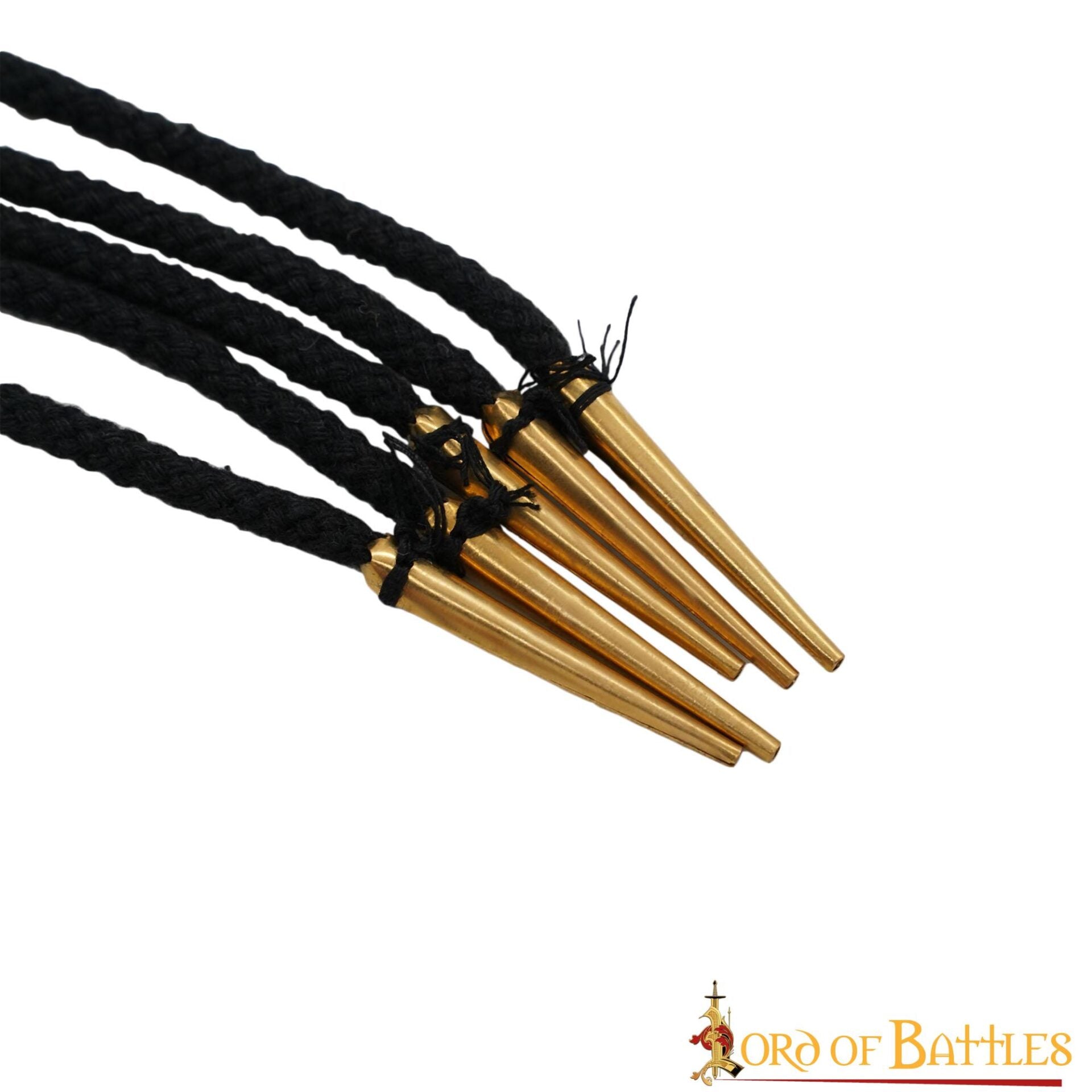 Cordones de Algodón Negro con Remates de Latón Macizo - Juego de 5 Corbatas Medievales - Imagen 10