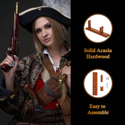 Mythrojan Soporte de Madera Maciza para Pistola - Soporte de Madera de Primera Calidad para Pistolas Antiguas, Pedernales y Objetos de Colección - Imagen 4