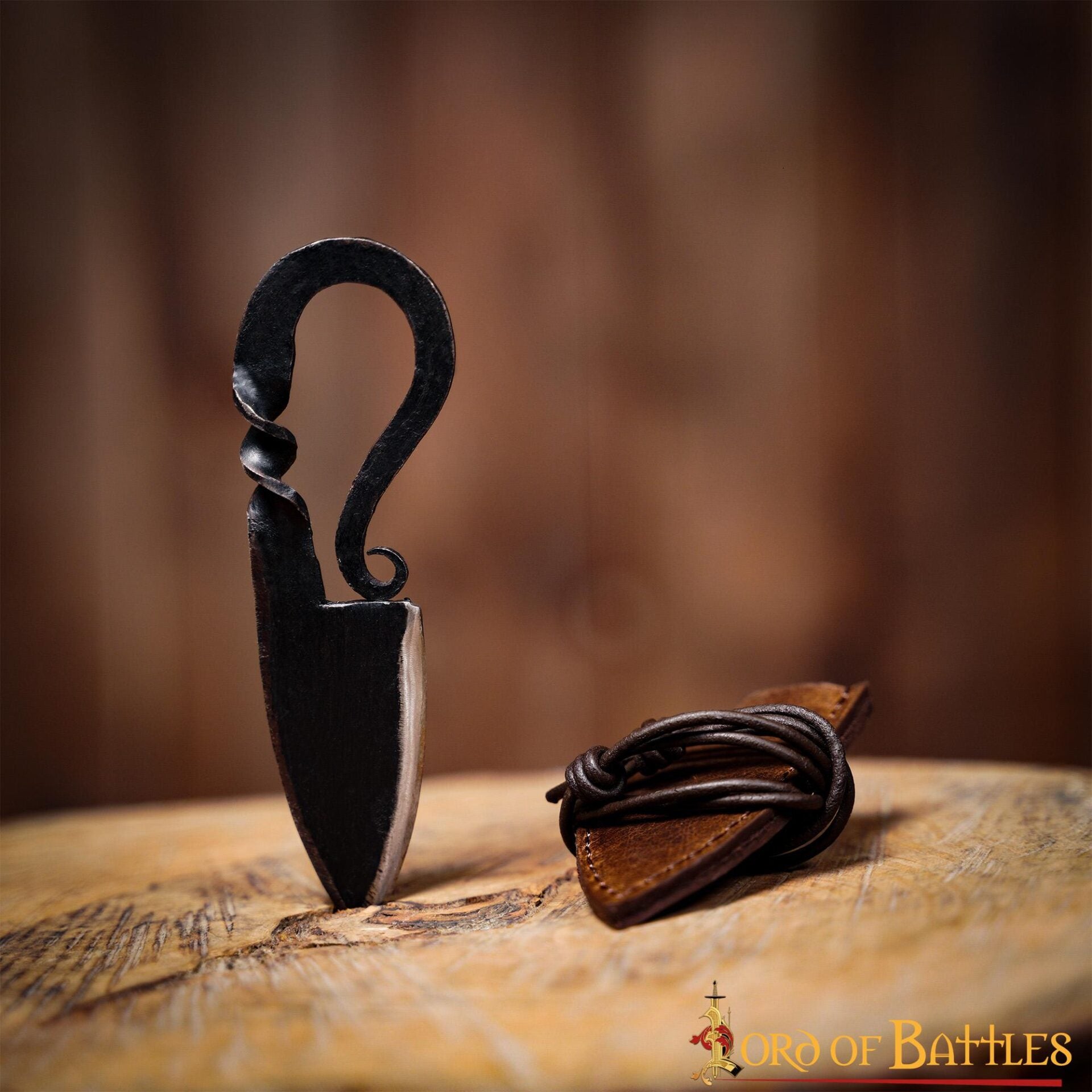 Cuchillo Vikingo de Hierro Forjado a Mano con Funda de Cuero Auténtico - Imagen 9