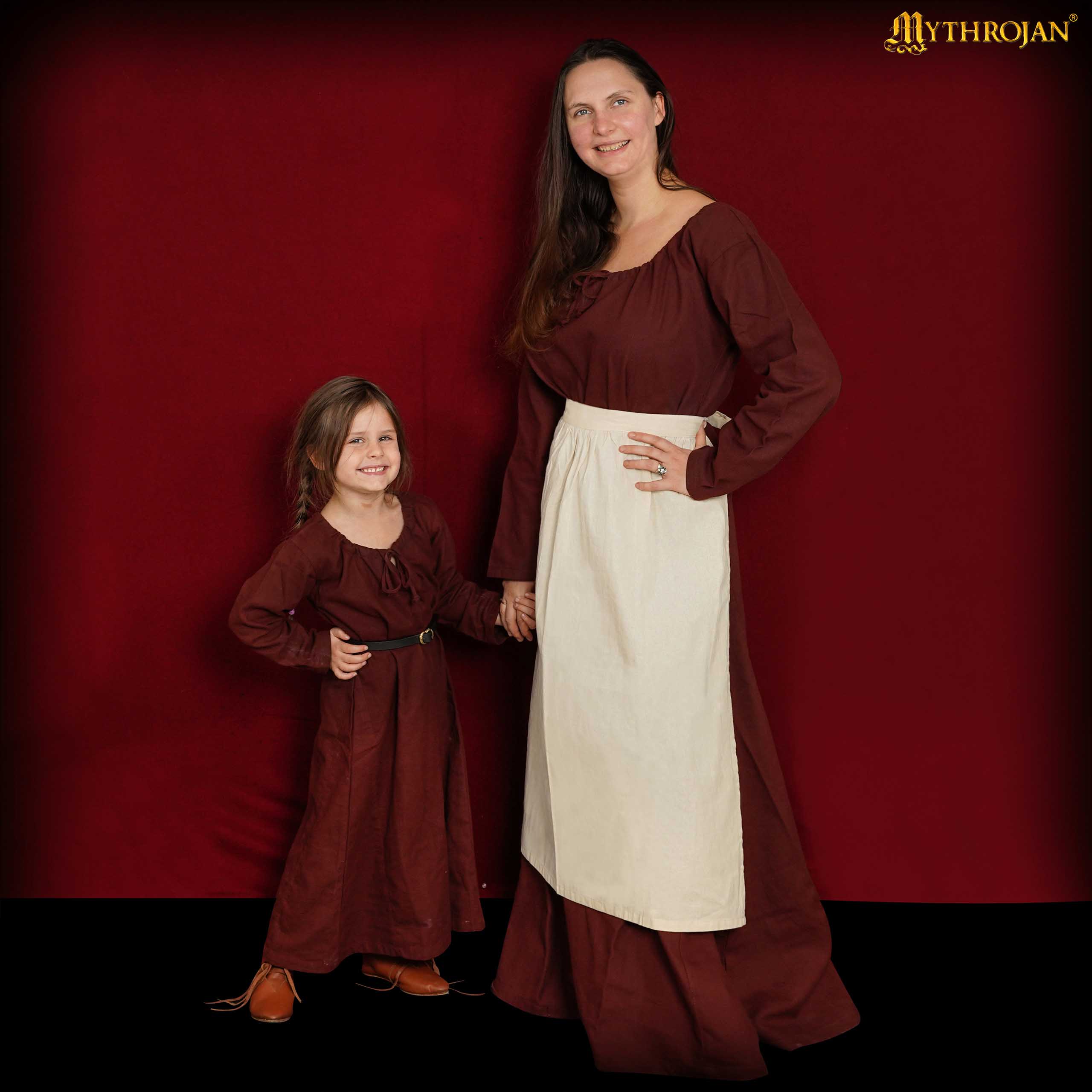 Mythrojan Medieval Ecru Delantal: Ideal para Cocinar Hornear, Feria del Renacimiento, Recreación, Larp, Cosplay Rendimiento, Maid Traje, Retro Cintura Delantales para Mujeres, Niñas, Camarera - Imagen 3