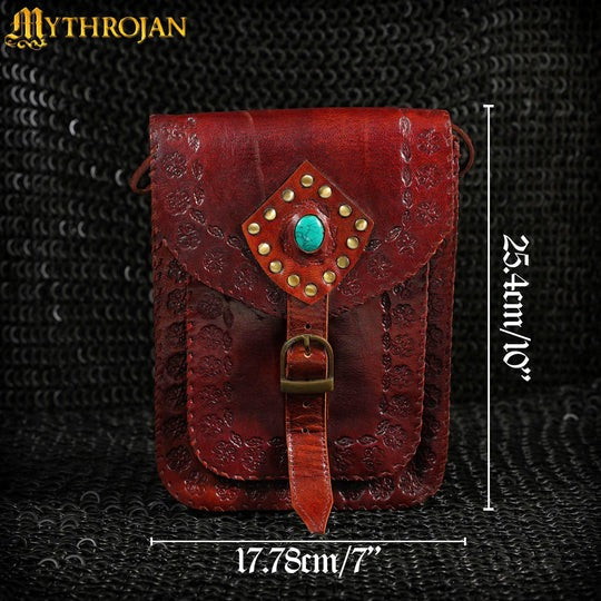 Mythrojan "sorceress From The East" Medieval Sling Bag, Granate 10" X 7" - Imagen 10
