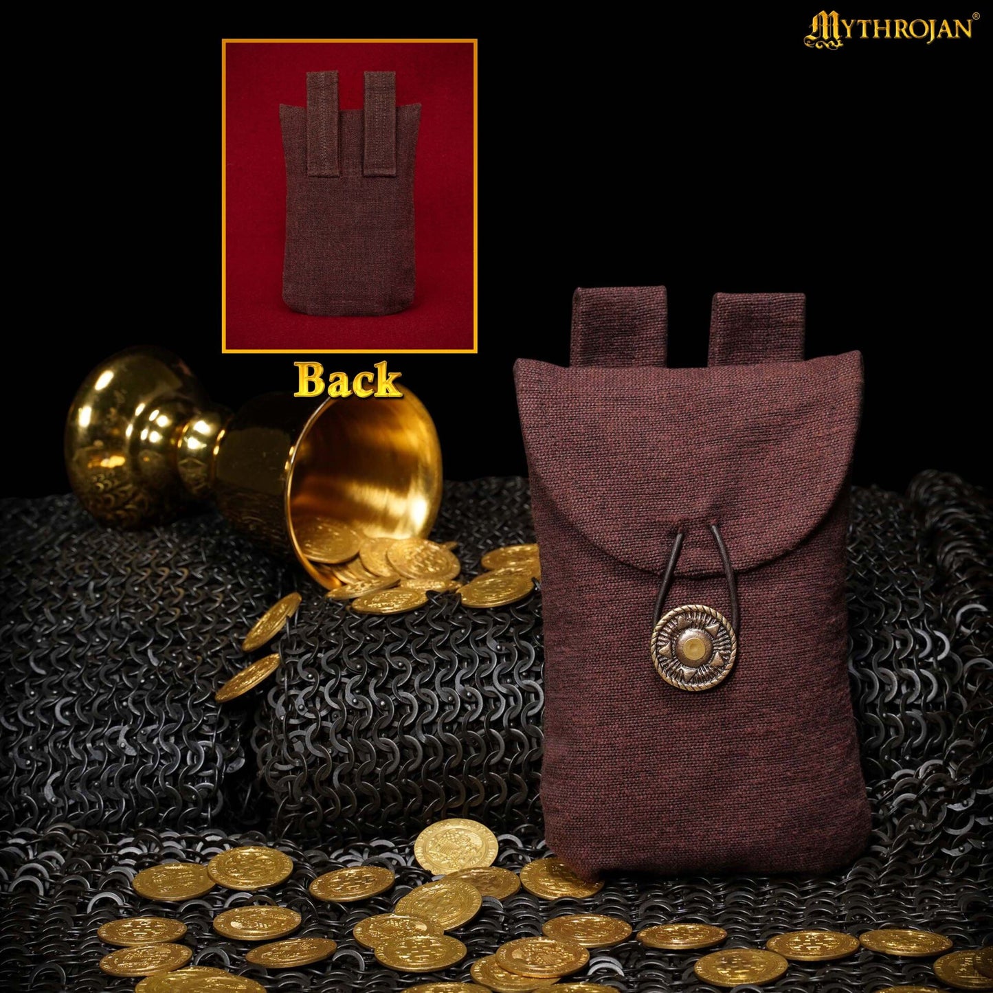 Mythrojan Bolsa de Cinturón de Gamuza Grande, Ideal para Sca Larp Reenactment y Ren Feria, Cuero de Gamuza, Citrus , 7.2 "× 4.7 " - Imagen 4