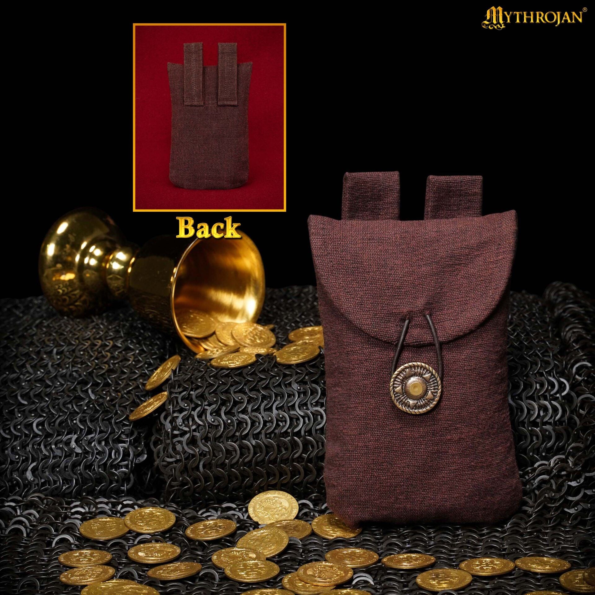 Mythrojan Bolsa de Cinturón de Gamuza Grande, Ideal para Sca Larp Reenactment y Ren Feria, Cuero de Gamuza, Citrus , 7.2 "× 4.7 " - Imagen 4