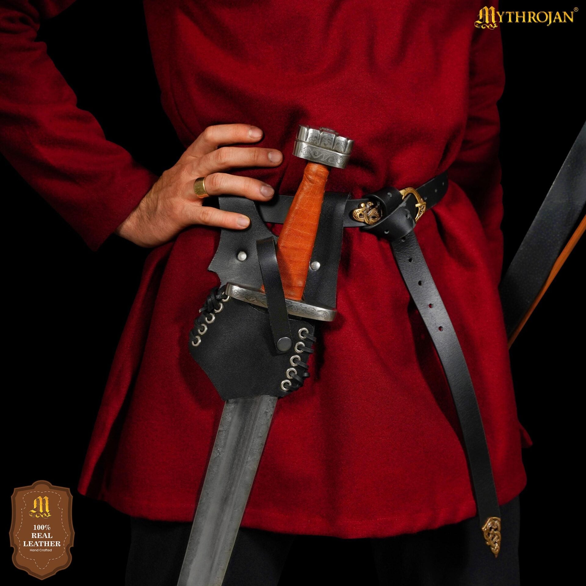 Mythrojan Renacimiento Medieval Espada de Cuero Rana Espada Larp Disfraz Accesorio - Imagen 4