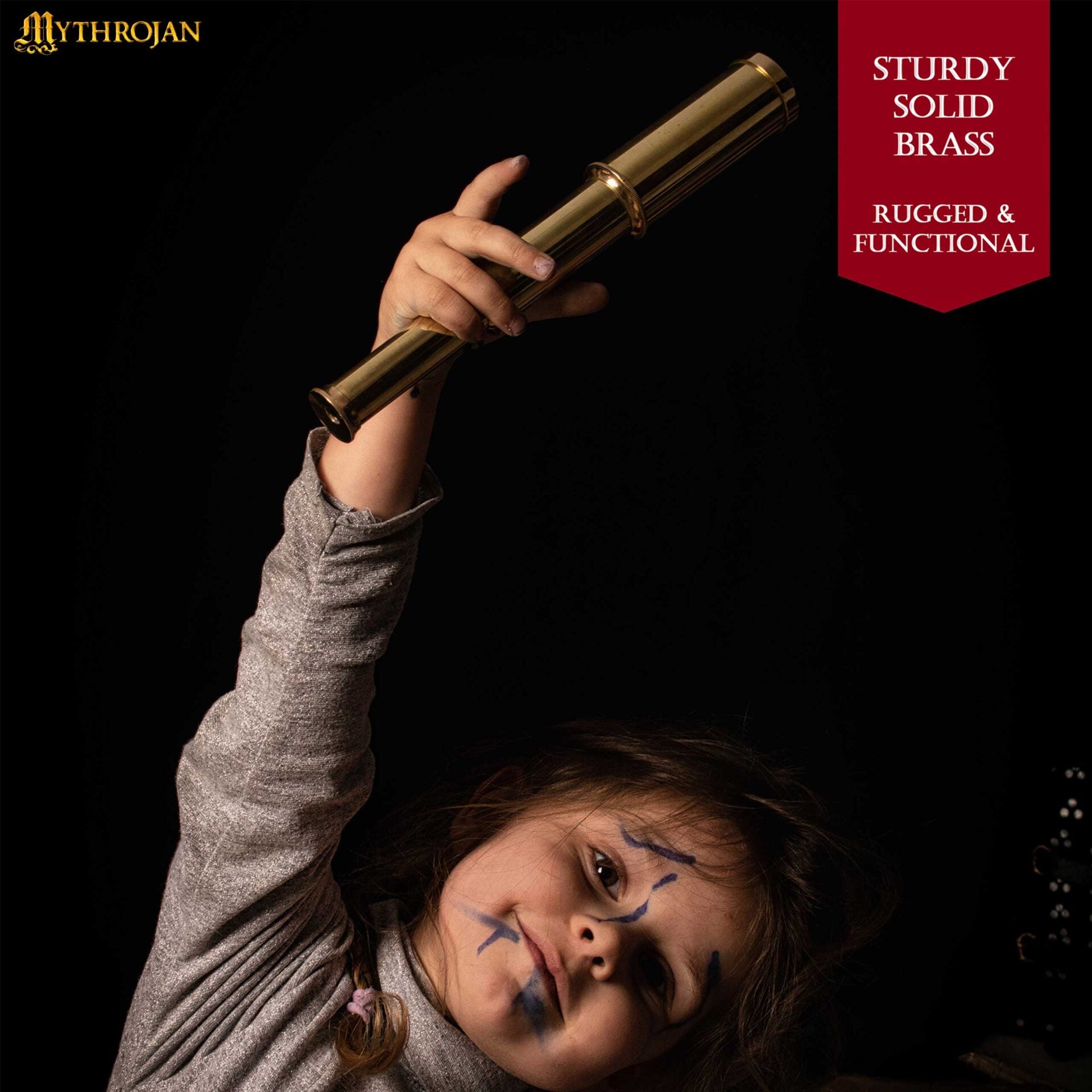 Mini Catalejo Pirata Mythrojan Telescopio de Latón con Caja de Madera - Imagen 4