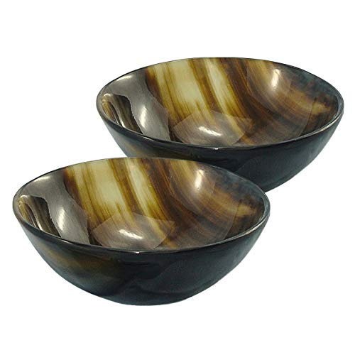 Mythrojan Cuenco Pequeño Artesanal de Cuerno de Buey Natural Set de 2 - Imagen 3