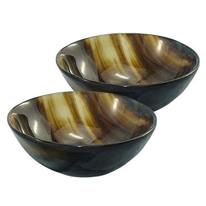 Mythrojan Cuenco Pequeño Artesanal de Cuerno de Buey Natural Set de 2 - Imagen 3