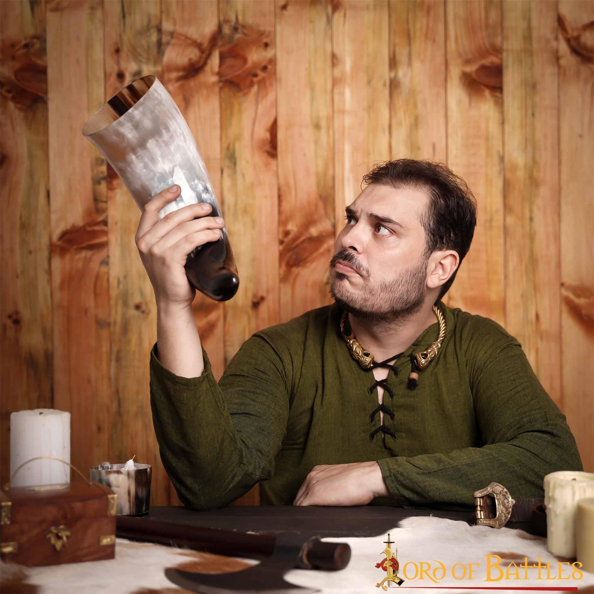 Cuerno Medieval Vikingo Nórdico para Beber - Hecho a Mano con Auténtico Cuerno de Buey (1000 Ml de Capacidad) - Imagen 13