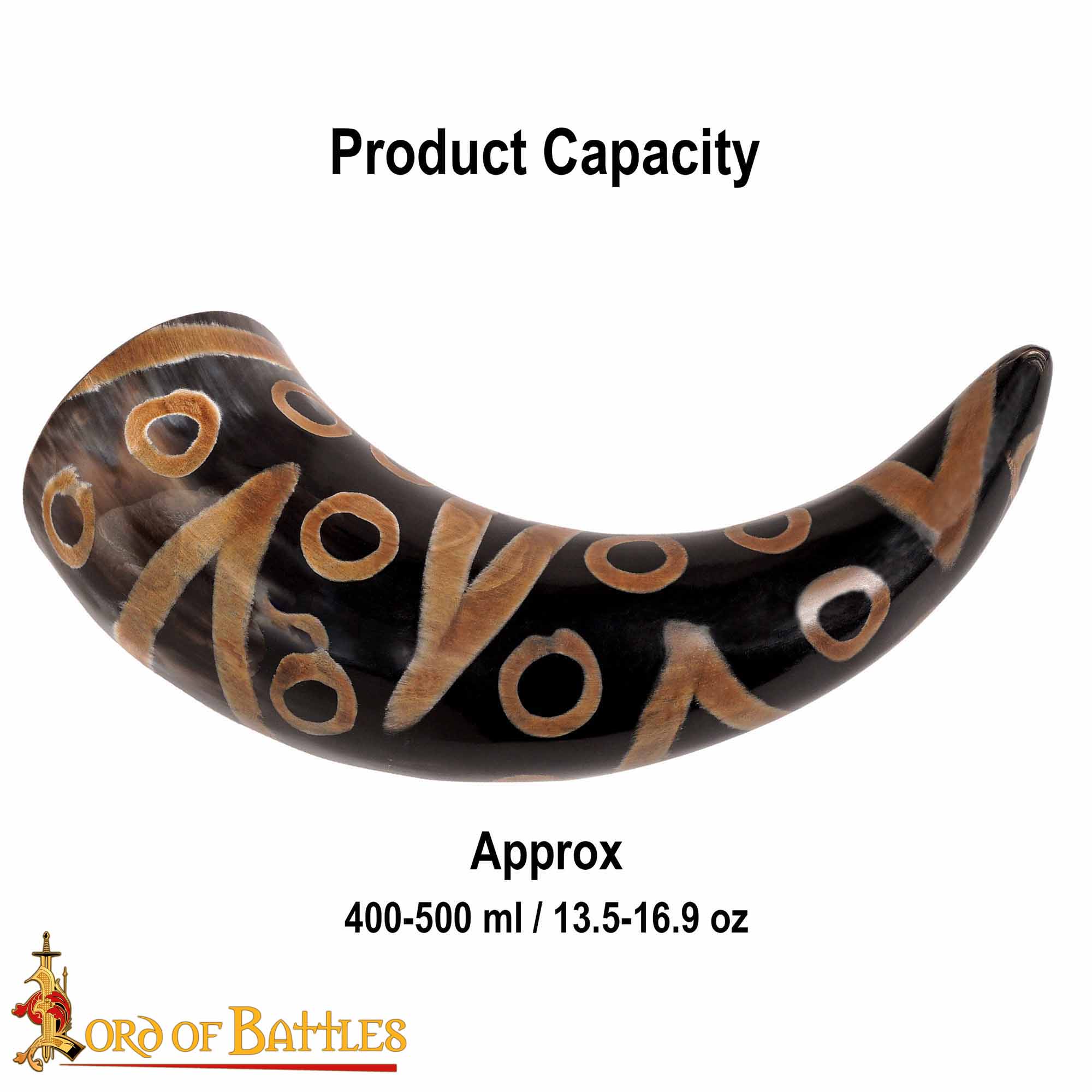 Cuerno Medieval para Beber 400 - 500 Ml Cuerno de Buey Auténtico Hecho a Mano - Imagen 3