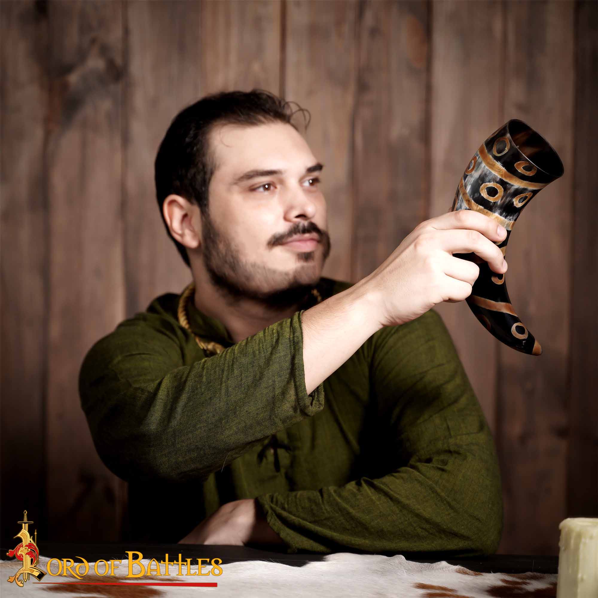 Cuerno Medieval para Beber 400 - 500 Ml Cuerno de Buey Auténtico Hecho a Mano - Imagen 9