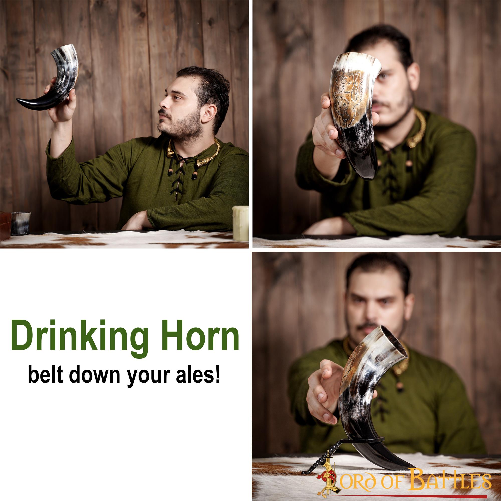 Cuerno Medieval para Beber 400 - 500 Ml Cuerno de Buey Auténtico Hecho a Mano - Imagen 5