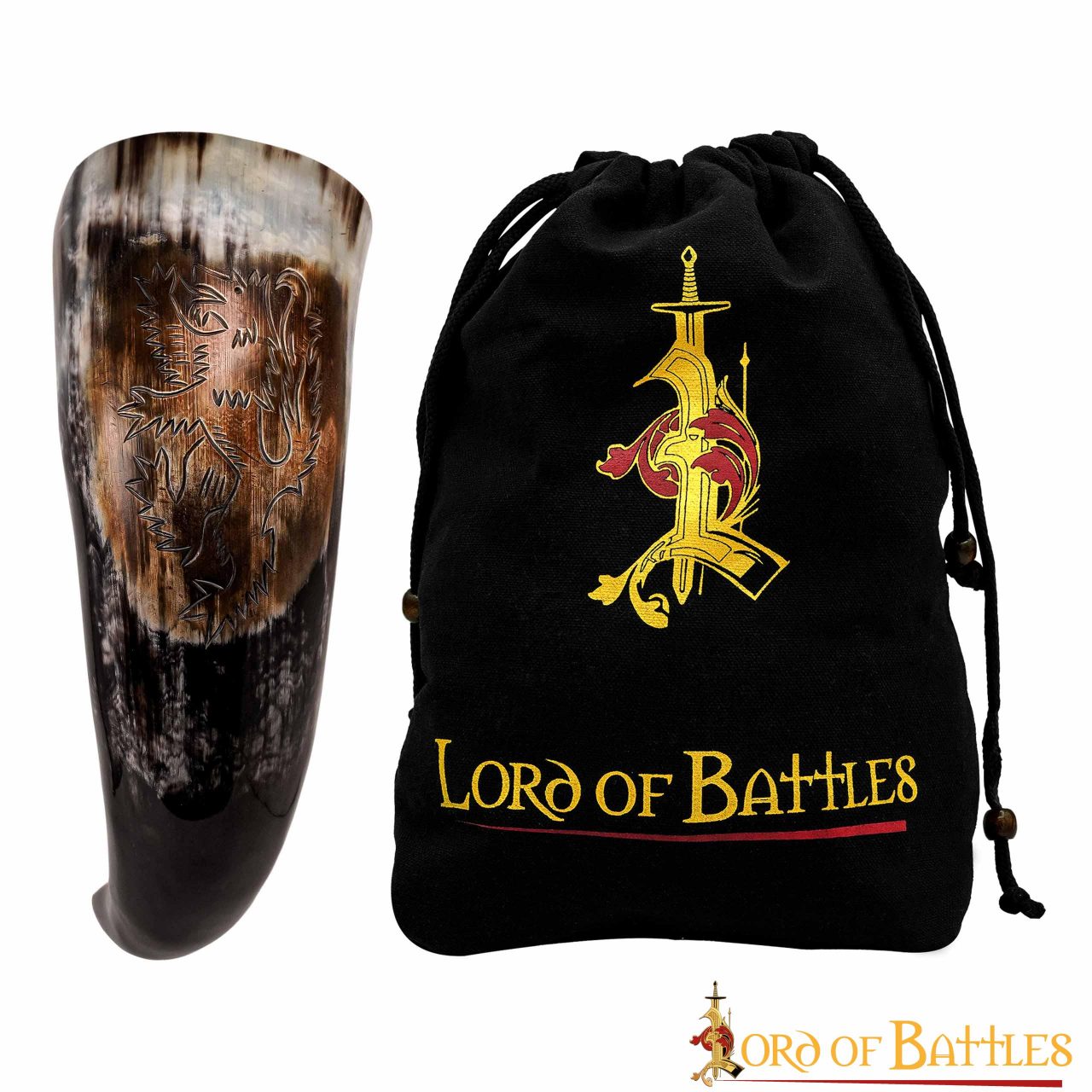 Cuerno Medieval para Beber 400 - 500 Ml Cuerno de Buey Auténtico Hecho a Mano - Imagen 1